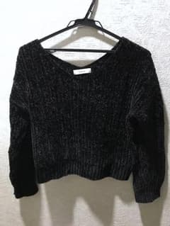 ベロアモールニット(黒)のサムネイル