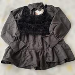 【新品】しまむら　yumi ビスチェ＋ブラウスセット　淡黒　Lサイズ