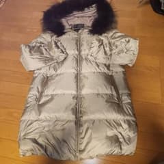 ナノユニバースx西川ダウン ラクーンファー コクーン形 ダウンコート