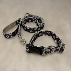 ☆2.5㎝幅HM☆少し大きめ中型犬用首輪（32㎝〜44㎝） とカフェリードセットのサムネイル