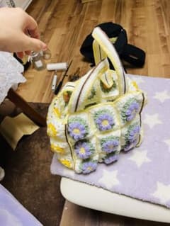 編み物　お弁当バック　バックのサムネイル
