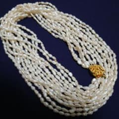 綺麗なお品　淡水パールネックレス   ライスパールネックレス7連のサムネイル