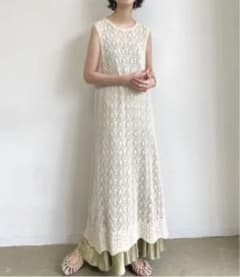 Neuna かぎあみバッグオープンノースリニットワンピースのサムネイル