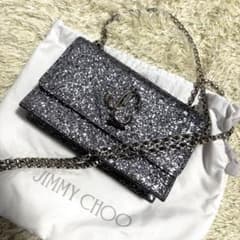 JIMMY CHOO シルバー グリッター チェーンショルダーバッグ ラメ