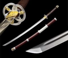 豪華逸品】模造刀 東方戦刃 太刀風 全長103cm 上等紅檀鞘 金銀二色金具 
