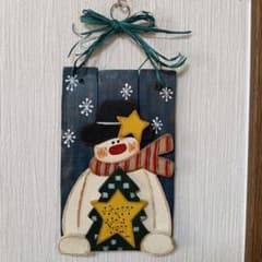 ハンドメイド クリスマス木製 スノーマン 壁掛けオーナメントのサムネイル