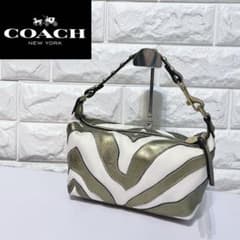 COACH ホーボー ゼブラ柄 スタッズ ワンショルダー アクセサリーポーチ COACH ホーボー ゼブラ柄 スタッズ ワンショルダー アクセサリーポーチ
