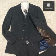3ピース PSFA スーツ　ジレ リバーシブル　2B　背抜き　濃紺　メンズM位 3ピース PSFA スーツ ジレ リバーシブル 2B 背抜き 濃紺 メンズM位