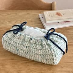 手編み ティッシュケースカバー ハンドメイド かぎ編み ナチュラル 北欧 編み物のサムネイル