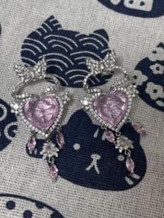 ハート＆ウィング ビジューピアス ピンクのサムネイル