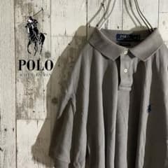 希少カラー XL RALPH LAUREN 90s ポロシャツ グレー紺色刺繍のサムネイル