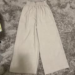 【レプシィム】リネンライクドライギャザーワイドストレートパンツ　ベージュ