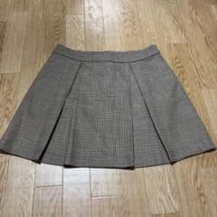H&M 千鳥格子柄 プリーツミニスカート千鳥柄　ブラウンスカート