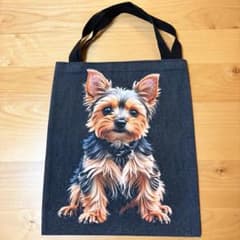 ヨークシャーテリア 犬柄 トートバッグ 黒 肩掛け 大容量 レディース
