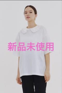 新品 未使用 yori フロッキードット丸襟tee ホワイト - メルカリ