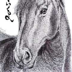 ボールペン画 馬001【ドローイング 原画 絵画 イラスト 馬の絵