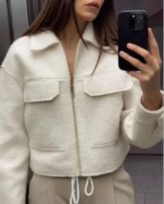 ZARA ブークレクロップドジャケット 3046/288 ホワイトのサムネイル