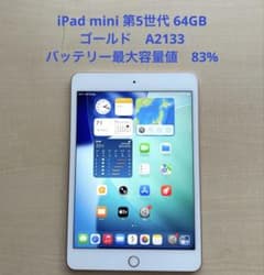 iPad mini 第5世代 64GB ゴールド A2133 バッテリー83% - メルカリ