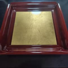 赤い漆塗りの金箔膳　7寸角彩り小皿　6枚セット 赤い漆塗りの金箔膳 7寸角彩り小皿 6枚セット - メルカリ