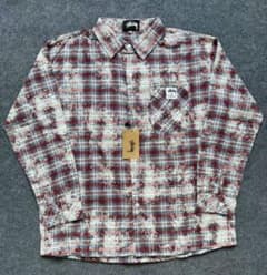 OldStussy チェック柄 長袖シャツ XL STUSSY ステューシー ネルチェックシャツ エメラルド グリーン XL