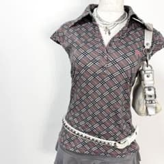 y2k❤️ BURBERRY BLUE LABEL チェック柄 ポロシャツ ピチT - メルカリ
