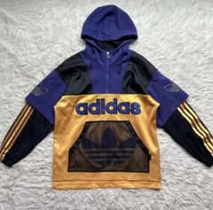 90s vintage adidas レイヤード　ハーフジップパーカー　Lサイズのサムネイル