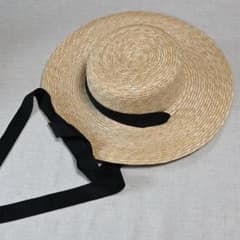 ロングリボンカンカン帽 セシル Cecil 麦わら帽子 57cm 田中帽子店 ロングリボンカンカン帽 セシル Cecil 麦わら帽子 57cm 田中帽子店