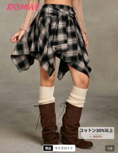 SHEIN チェック柄 腰巻き風スカート レイヤードのサムネイル