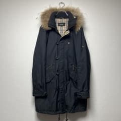 バーバリーブラックレーベル　モッズコート　ラクーンファー　Ｍ　ノバチェック　春 バーバリーブラックレーベルモッズコートラクーンファーMノバチェック春