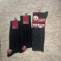 Biz Walk 黒 ストライプ &無地 ソックス 26センチ〜3足組のサムネイル