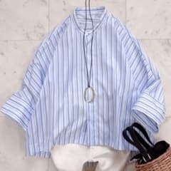 極美品✨マカフィー コットンブロード クロップドシャツ ブルー 2024SS 