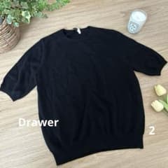 Drawer ドゥロワー 14Gカシミヤクルーネックショートスリーブ