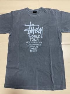 古着 stussy ステューシー ワールドツアー Tシャツ チャコールグレーのサムネイル