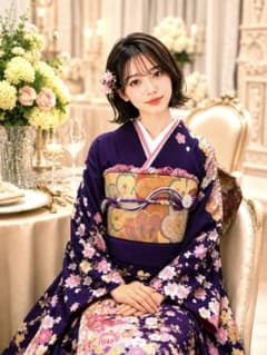 正絹 振袖 フルセット 紫 古典花柄 成人式 豪華 前撮り 高貴な紫トール