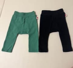 ベビーパンツ　2セット　黒　緑　無地　未着用のサムネイル