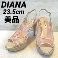 미품 DIANA 다이아나 꽃무늬 레이스 핑크 샌들 스트랩 23.5