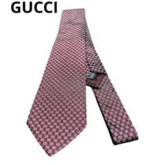 GUCCI ネクタイ バーガンディ エンジ色 GGパターン 紋章柄 ハイ