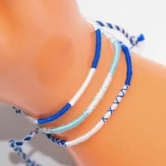 ☆ミサンガ3本セット☆青系☆ブレスレット・アンクレット☆腕用・足用