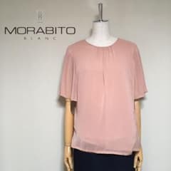 美品◇MORABITO モラビト 洗える シアー フレアスリーブ ブラウス 38