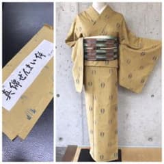 真綿ぜんまい絣】正絹 紬お着物 証紙 袷 裄69 - メルカリ