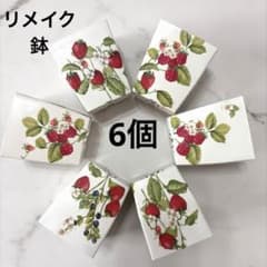 ハンドメイド】リメイク鉢 デコパージュ 6個 野いちご プラ鉢 植木鉢