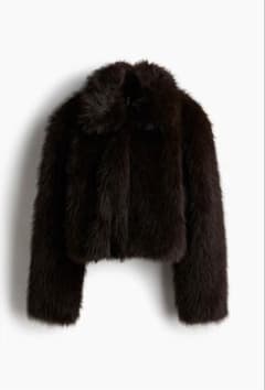 ◎新品未使用 H&M クロップドフラッフィジャケット ダークブラウン XL