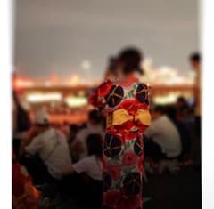 朝顔柄浴衣 夏祭り 花火大会のサムネイル