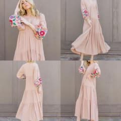 ALEXIA STAM 刺繍バルーンスリーブマキシワンピース 新品未使用 ピンクのサムネイル