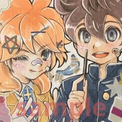 手描きイラスト　小色紙　アナログ原画　コピック　松風天馬　雨宮太陽　イナイレGOのサムネイル