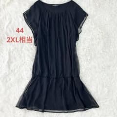 23区 ノースリーブワンピース 黒 44 2XL 大きいサイズ シアー フレアのサムネイル