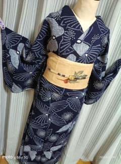 有松絞り浴衣☆大人の浴衣☆蝶☆未着用品☆H161 裄66☆有松鳴海絞り