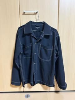 ステッチデザイン 長袖シャツ ブラック Mのサムネイル