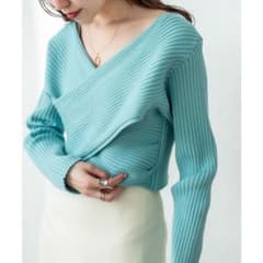 カシュクール リブニット 長袖 ブルーのサムネイル