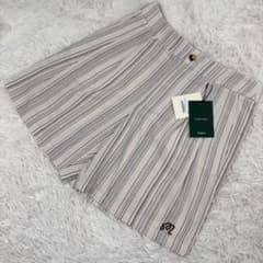 未使用タグ付 マルボンゴルフ リネン混 ショートパンツ ベージュ系 ストライプ 未使用タグ付 マルボンゴルフ リネン混 ショートパンツ ベージュ系